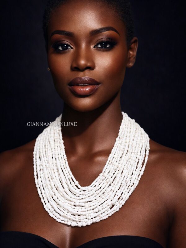White Maasai Bead Neckpiece NGML055