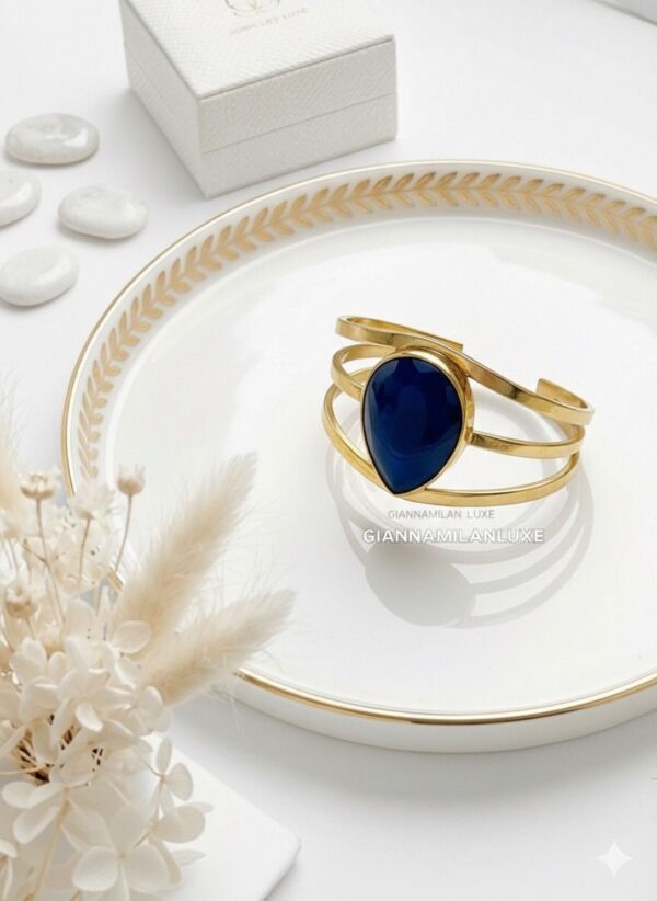 Blue Glass Brass Bracelet BGML001