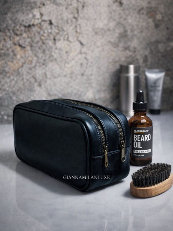 Men Leather Washbag