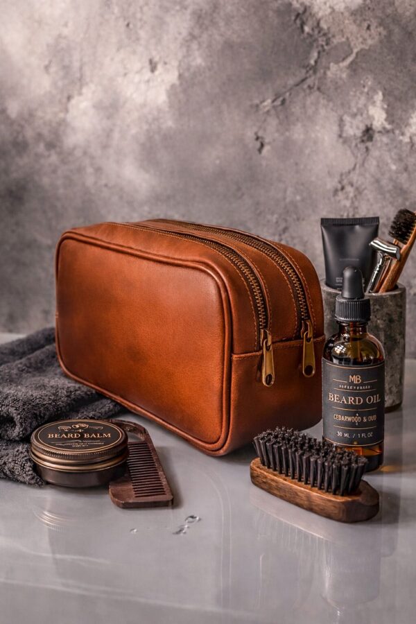 Male Leather Washbag