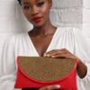 Red Clutch with Gold Beads