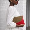 Red Clutch with Gold Beads