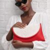 Red Clutch with White Beads