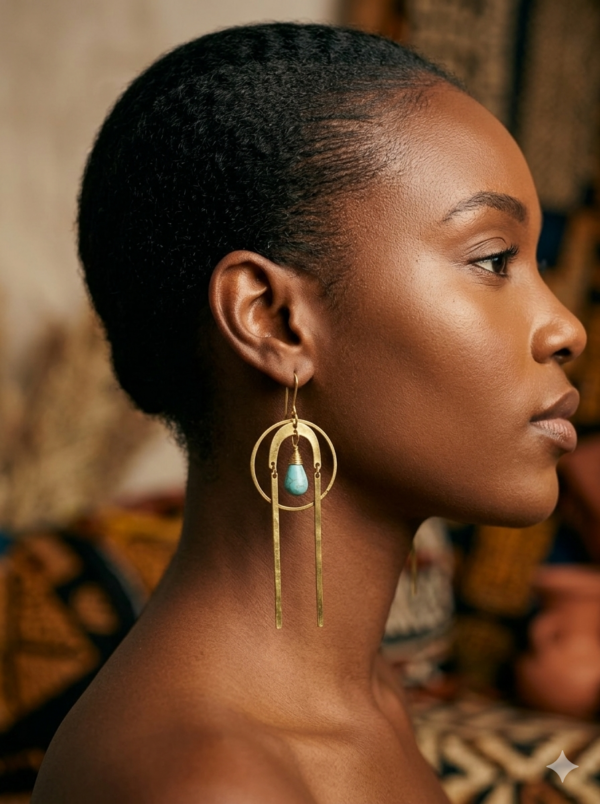 Long Drop Turquoise Bead Earrings