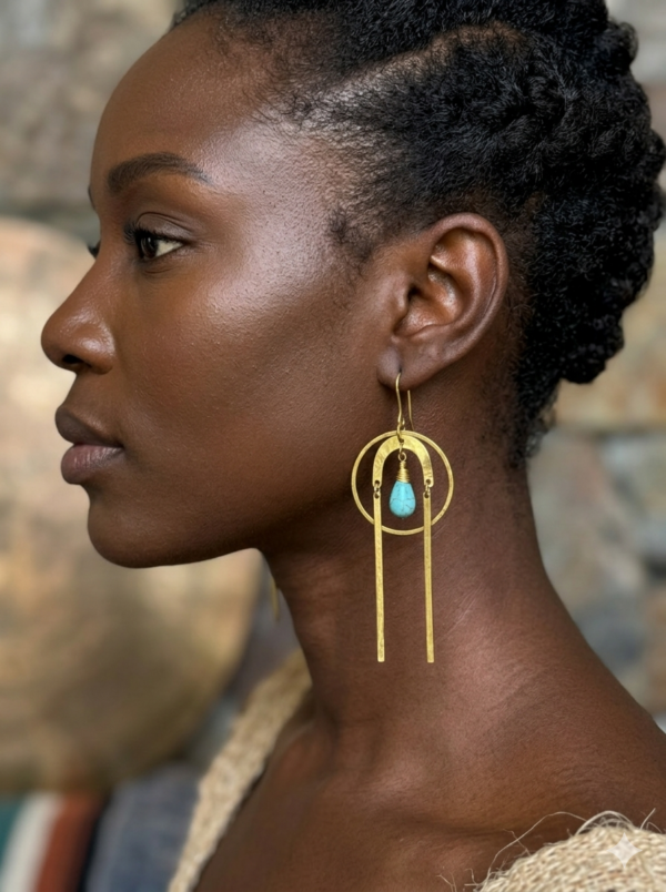 Long Drop Turquoise Bead Earrings