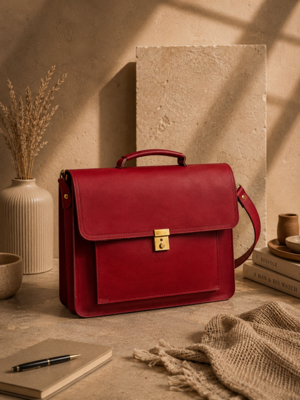 Maroon Leather Briefcase