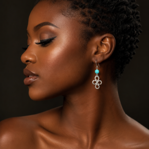 Silver Coated Turquoise earring
