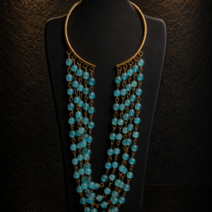 BLUE GLASS BEAD CHOCKER