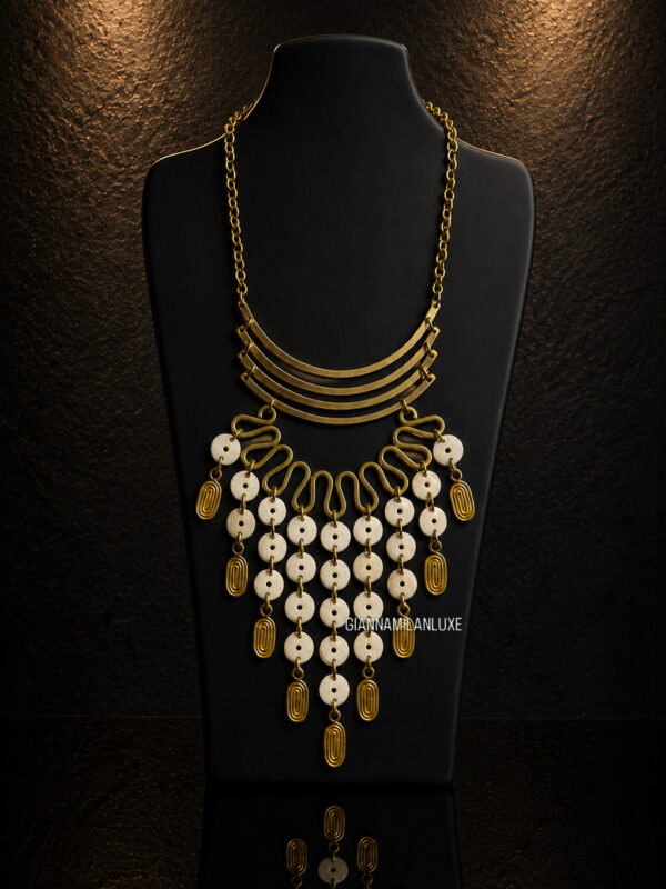 WHITE BONE BRASS NECKPIECE