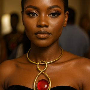 RED GLASS BRASS CHOCKER