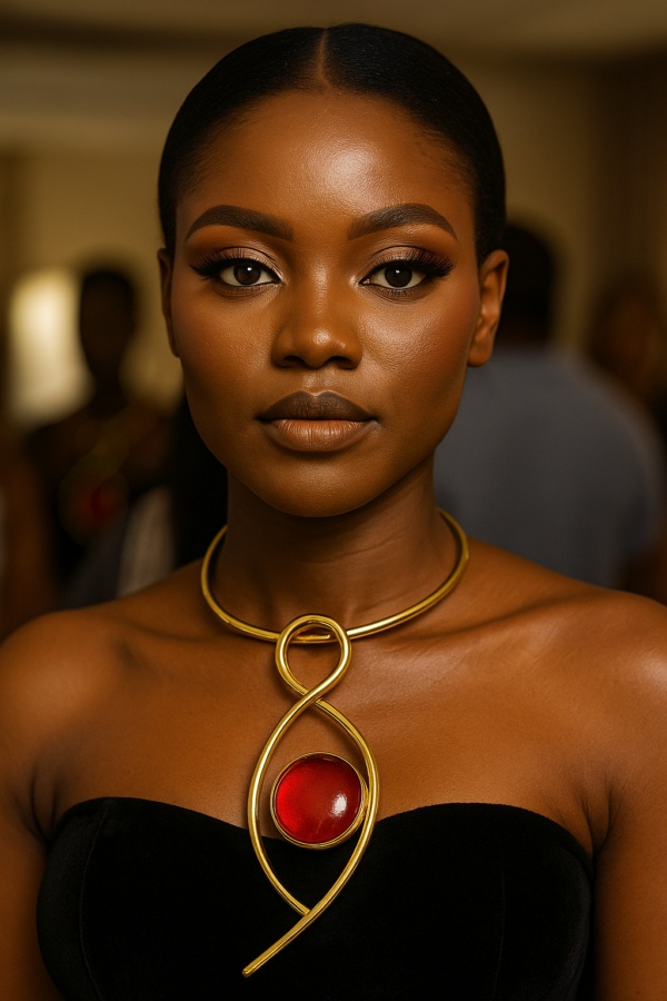 RED GLASS BRASS CHOCKER