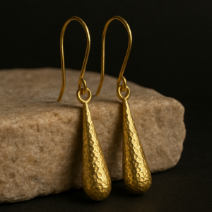 BRASS HAMMERED TEARDROP EARRING