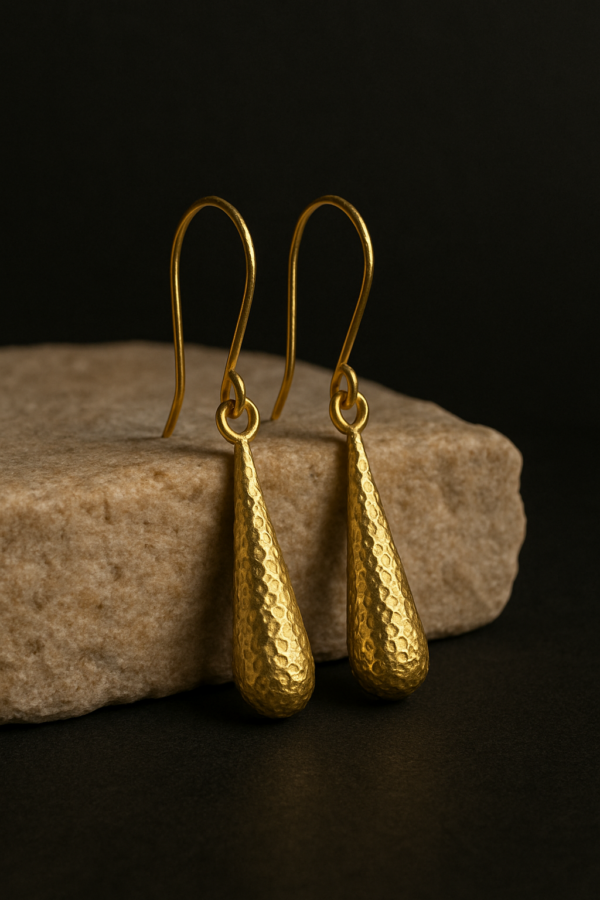 BRASS HAMMERED TEARDROP EARRING