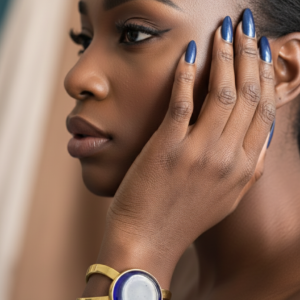 BLUE GLASS BRASS BRACELET