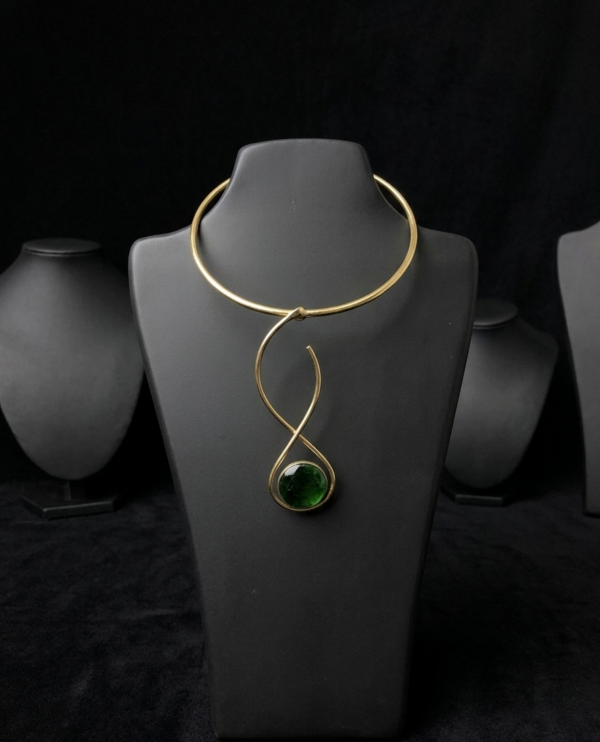 IMG_9546 Green Glass Brass Choker
