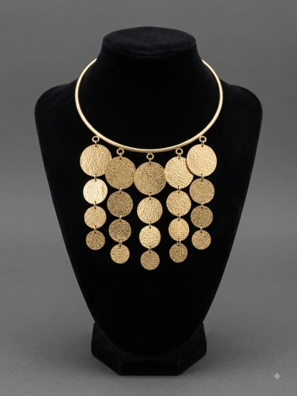 Brass Circles Drop Choker