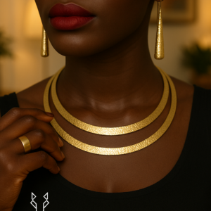 DOUBLE BRASS HAMMERED CHOKER SET