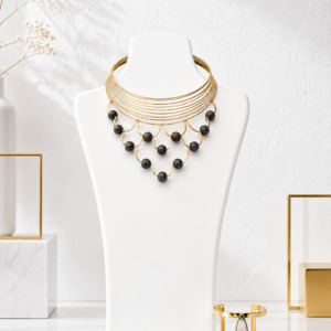Black Bead Brass Choker