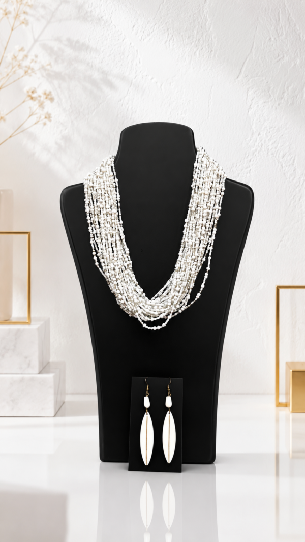 White Maasai Bead Neckpiece Set