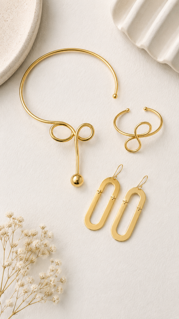 998032AE-8779-4A96-8C7B-347C267D7F96 Brass Questionmark Choker Set