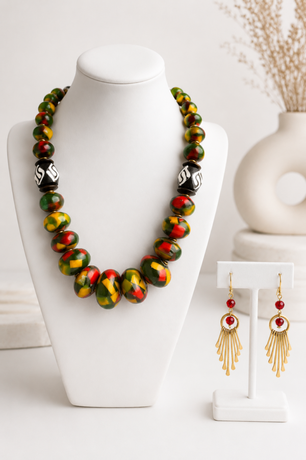 A8E2ED4B-FDB3-4920-BBB5-1C91F4E48127 Multicolored Amber Bead Neckpiece Set